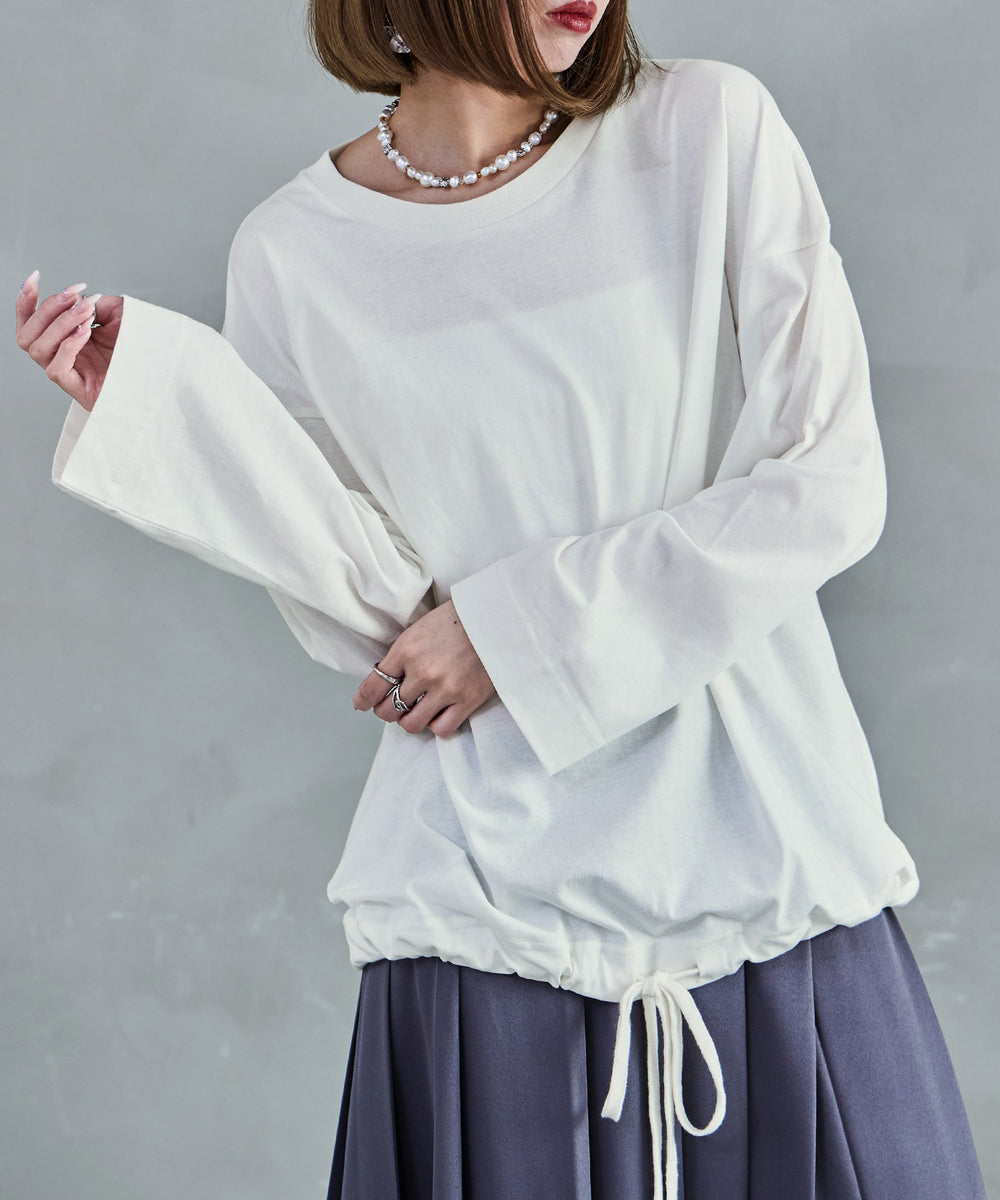 M-5L】2WAYバルーントップス 長袖 ロングスリーブ カットソー バルーン