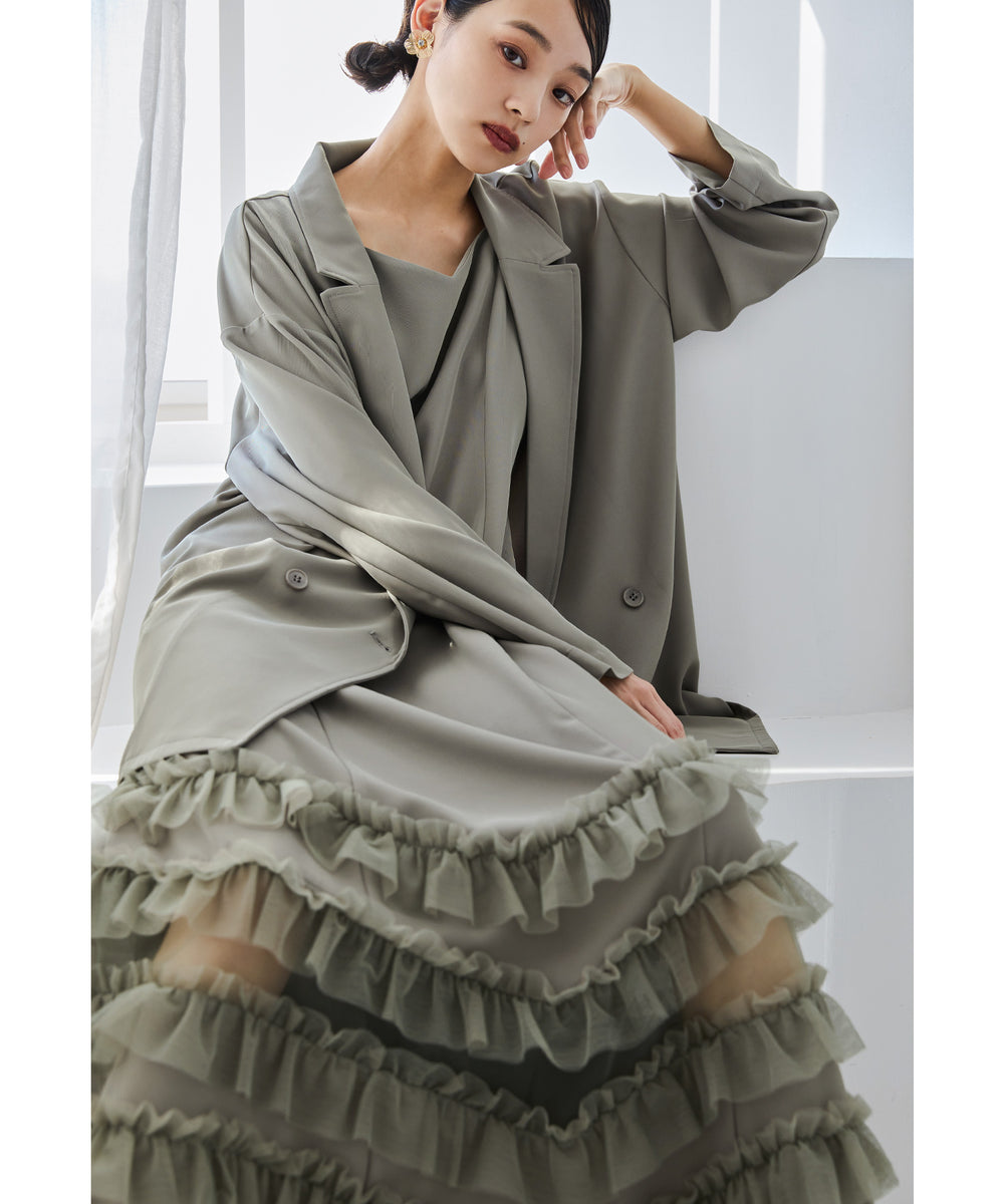 jkjkjk　美品　ニアナ　トランスペアレントヘムセットアップドレス 2点 トランスペアレントヘムセットアップドレス 2点セット ジャケット