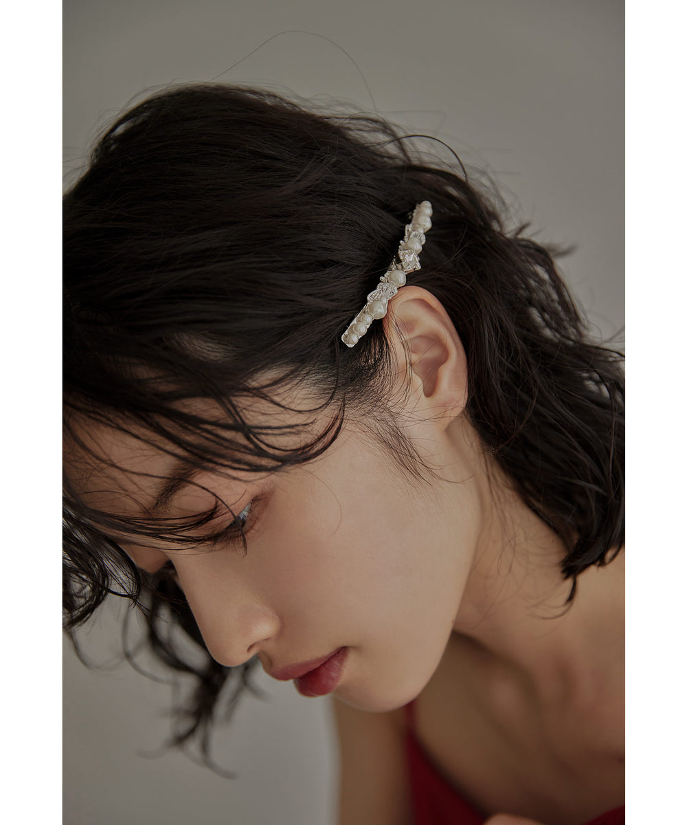 【パールが可愛すぎる☆】CHANEL★サテン ヘアピン バレッタ パールビジューバレッタ ヘアピン ヘアクリップ 結婚式 成人式
