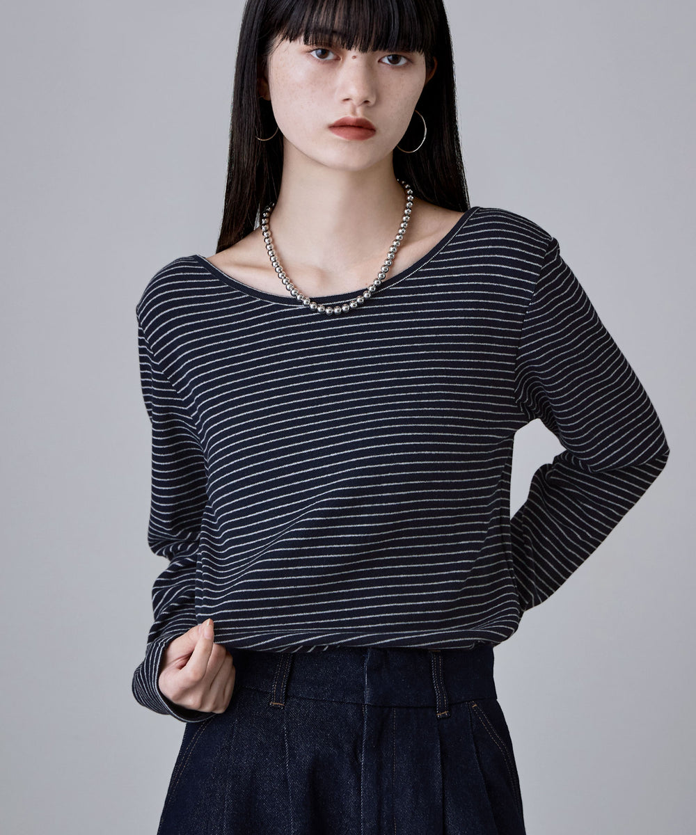 クルー＆スクエア 2wayネックボーダートップス｜Tシャツ - etoll.