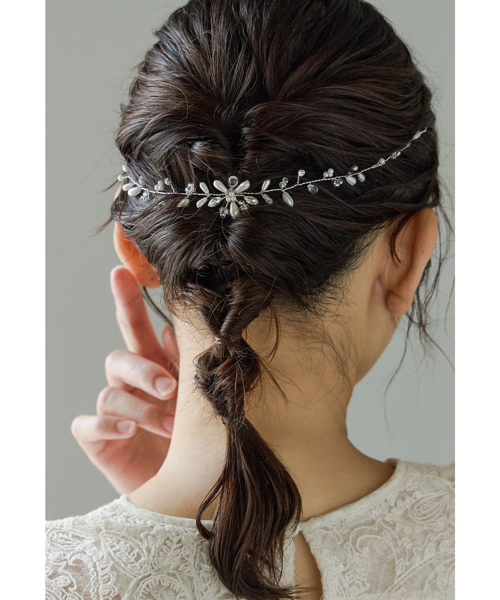 パールフラワーラインストーンヘッドドレス ヘアアクセサリー ヘアピン