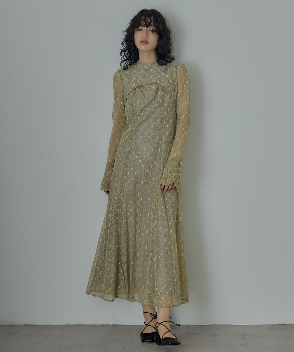 美品 niana バックオープンジオメトリックドレス M バックオープンジオメトリックドレス パーティードレス 結婚式 同窓会