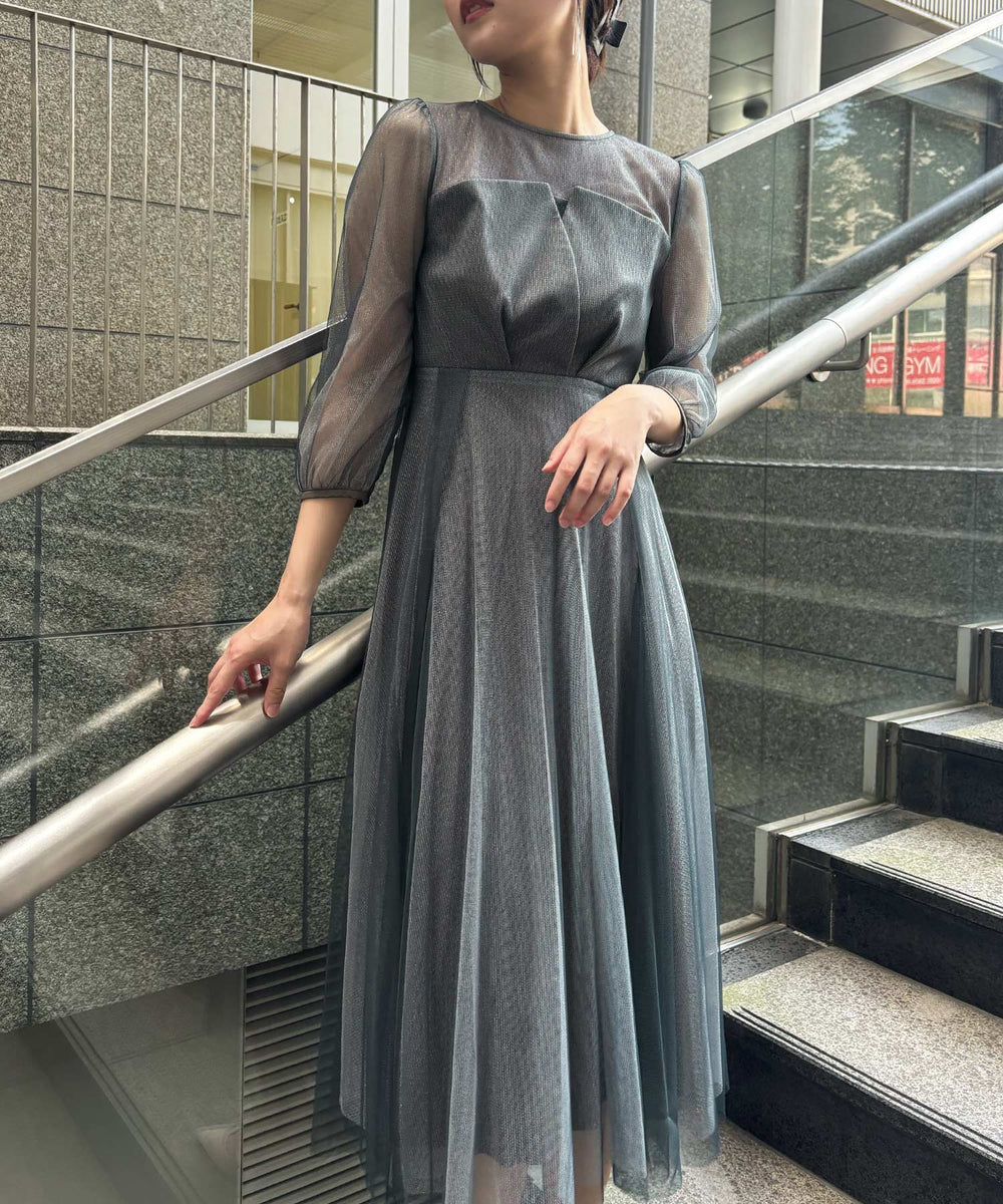 ビスチェ風ラメチュールドレス 結婚式 パーティードレス オケージョン