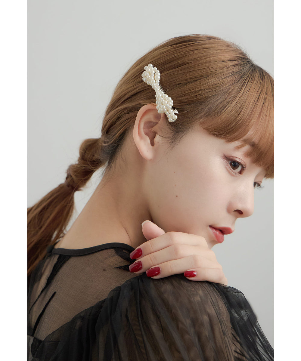 LELET NY ヘアーアクセサリー バレッタ パール リボン 結婚式 dQMiUfhgF9BbmBuETCn4gs7EqPKKuA