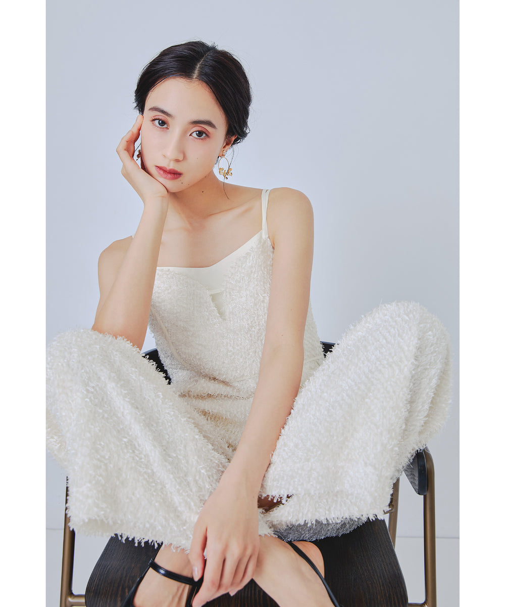 シャギーオールインワンドレス パンツドレス ワイドパンツ 結婚式