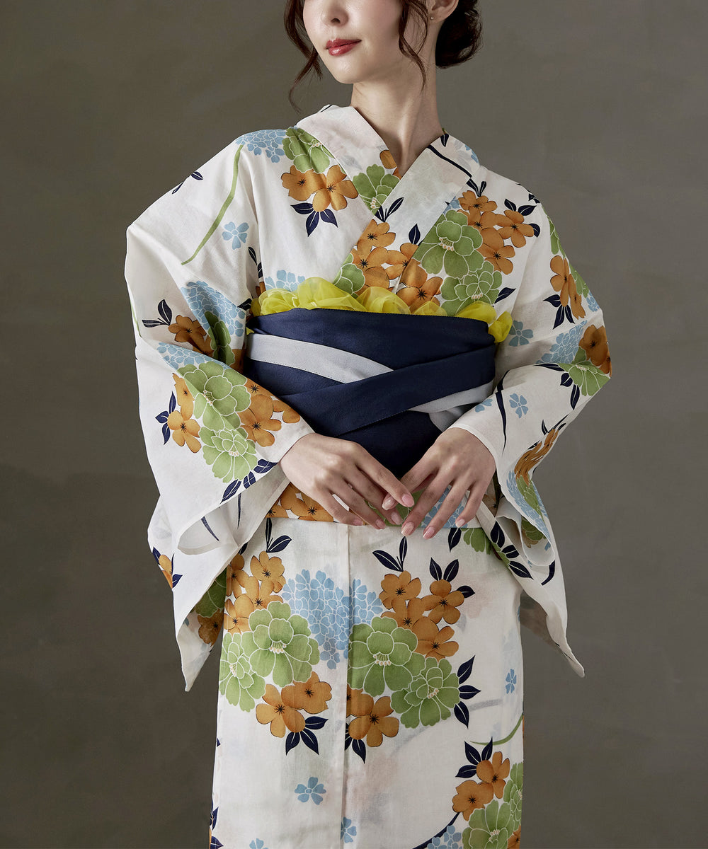 アース　紫陽花柄浴衣 キッズ浴衣2点セット蝶と紫陽花の戯れ（紺） Y4-90 | ANDESIR