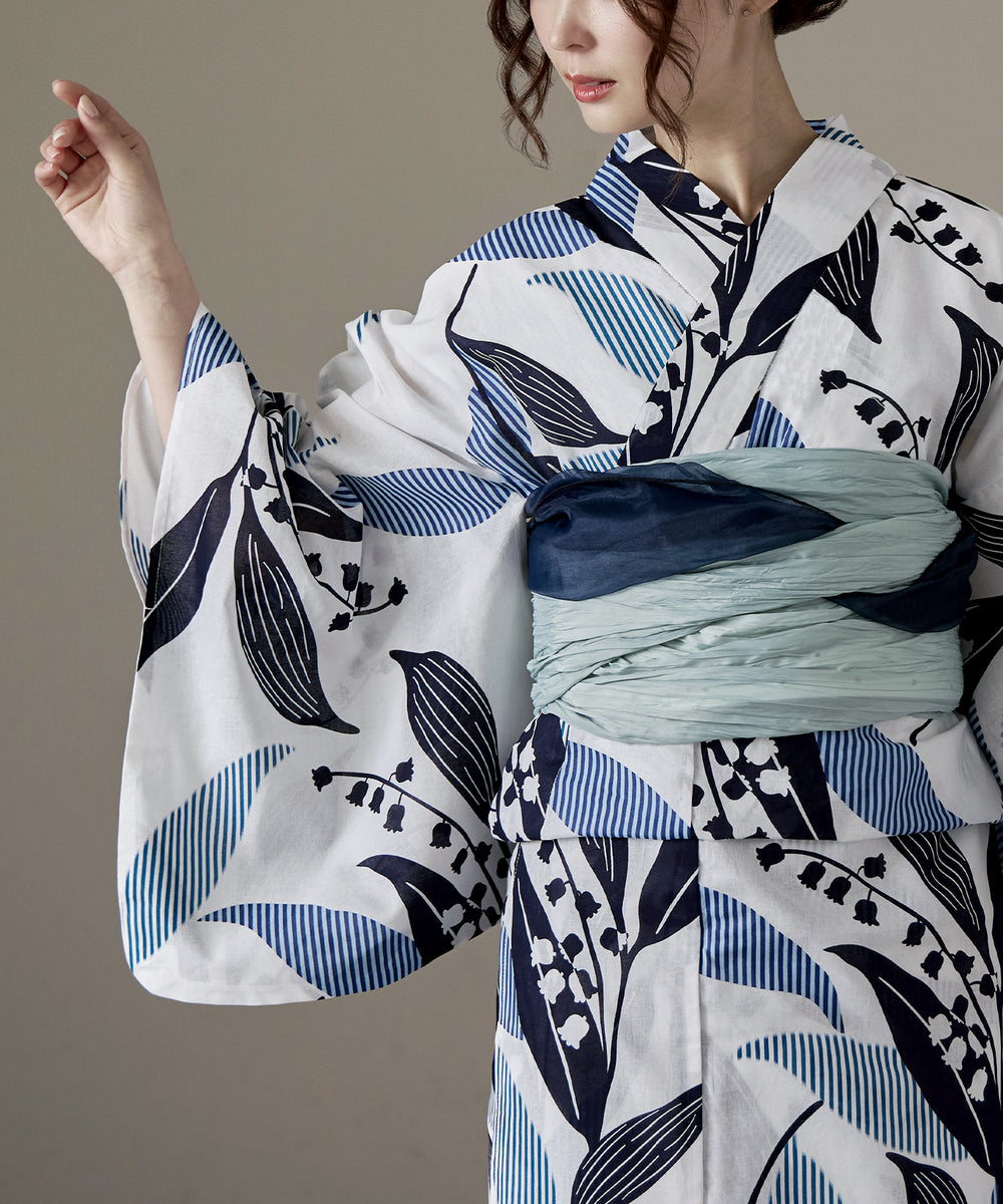 注染染め 手縫い 浴衣 すずらん 鈴蘭 低身長さん 注染染め 手縫い 浴衣 すずらん 鈴蘭 低身長さん 注染染め