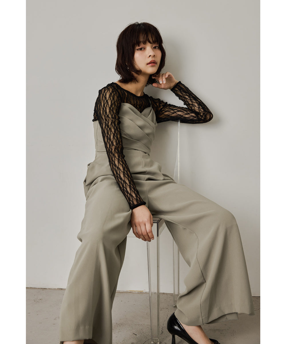 クロスオールインワンドレス 2点セット ワイドパンツ パンツドレス
