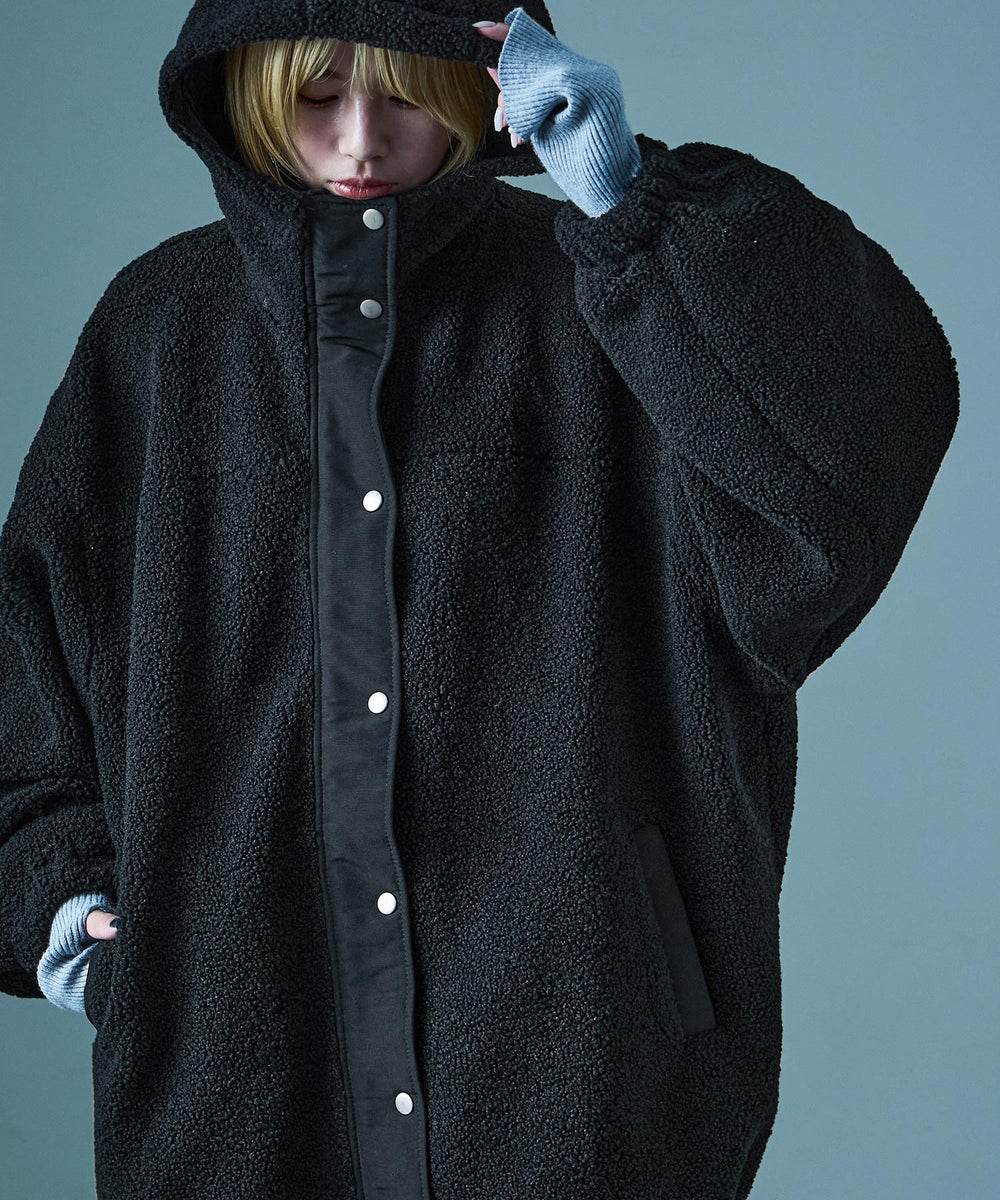ボア ビッグシルエット フードブルゾン｜コート・ジャケット - Fashion