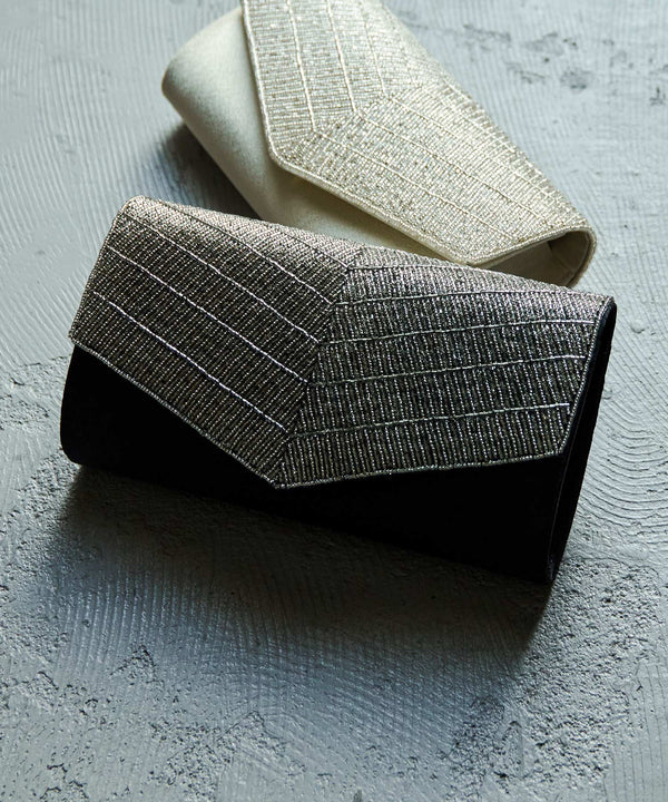 niana ビーズ刺繍フラップサテンパーティクラッチバッグ