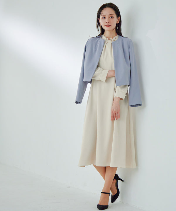 niana タックノーカラージャケット ブルーグレー