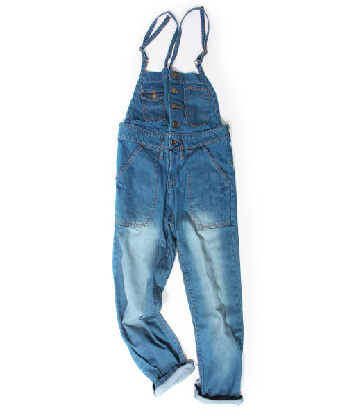 Fashion Letter ゆるサロペットデニムパンツ