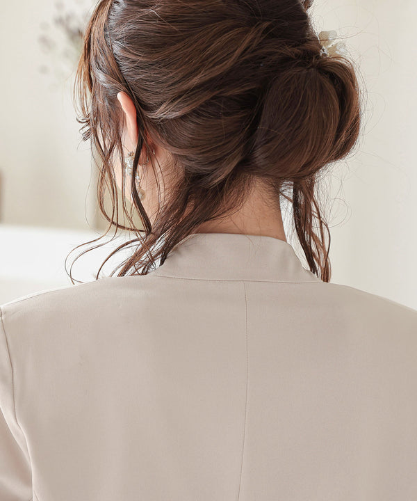 niana ウエストサッシュベルトノーカラーシングルジャケット