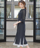 niana レース×シフォン インナープリーツドレス ネイビー