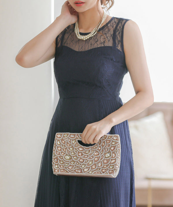 niana ストーンビジューハンドバッグ ベージュ