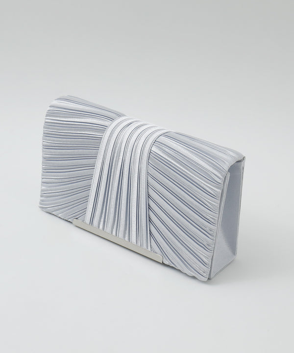 niana サテンプリーツパーティバッグ シルバー