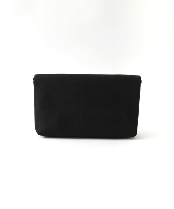 niana ソフトスウェード風サークルリング使いクラッチバッグ ブラック