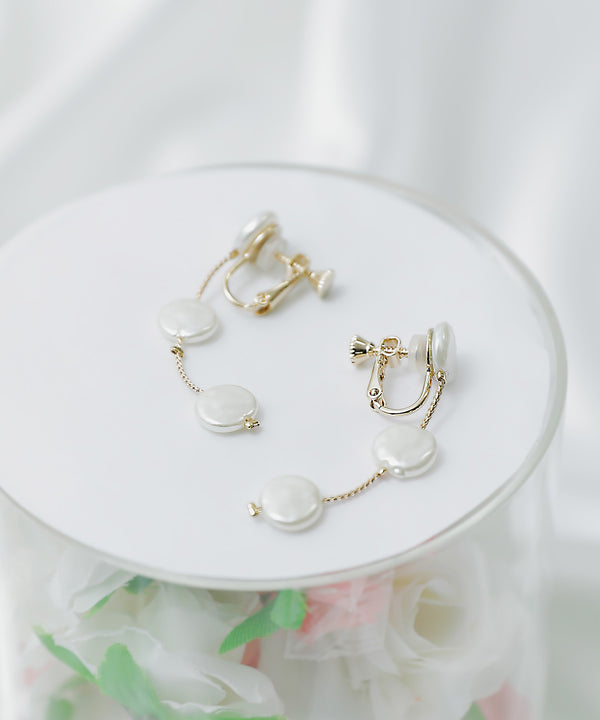 niana フラットパールイヤリング ゴールド