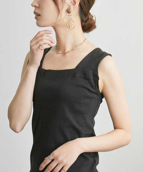 Fashion Letter ブラ紐隠しインナータンクトップ ブラック