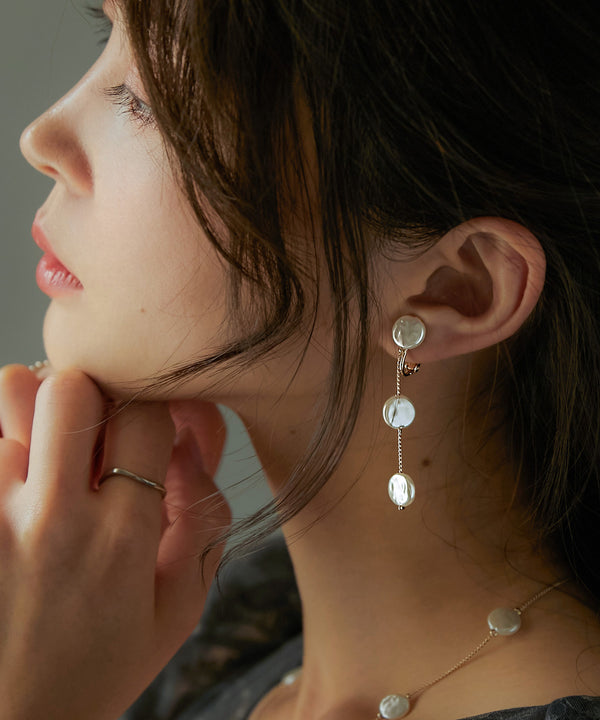 niana フラットパールイヤリング ゴールド