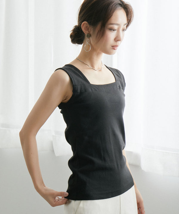 Fashion Letter ブラ紐隠しインナータンクトップ ブラック