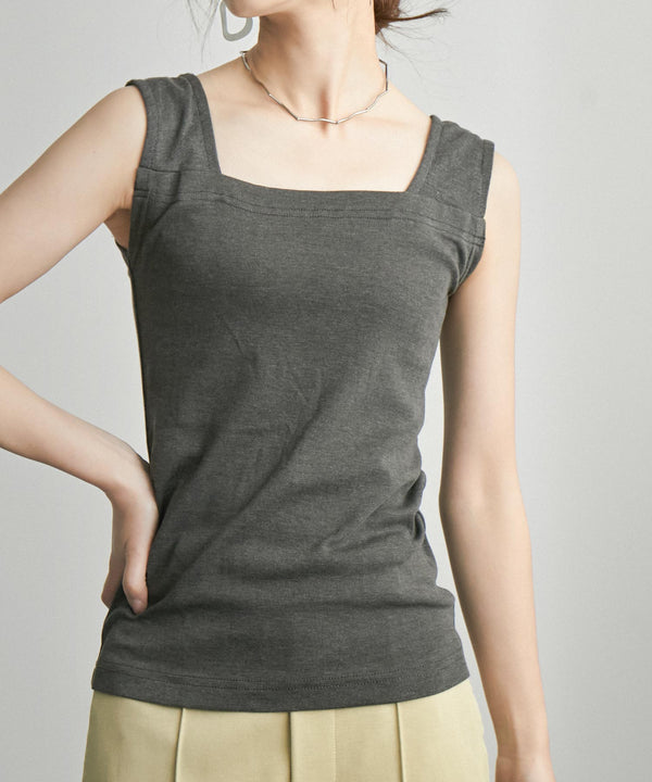Fashion Letter ブラ紐隠しインナータンクトップ チャコールグレー