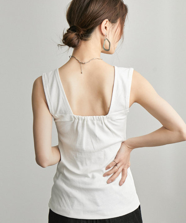 Fashion Letter ブラ紐隠しインナータンクトップ オフホワイト