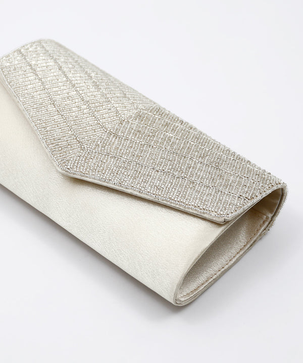 niana ビーズ刺繍フラップサテンパーティクラッチバッグ