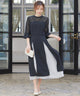niana レース×シフォン インナープリーツドレス ネイビー