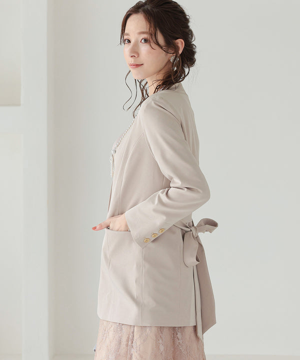 niana ウエストサッシュベルトノーカラーシングルジャケット ベージュ