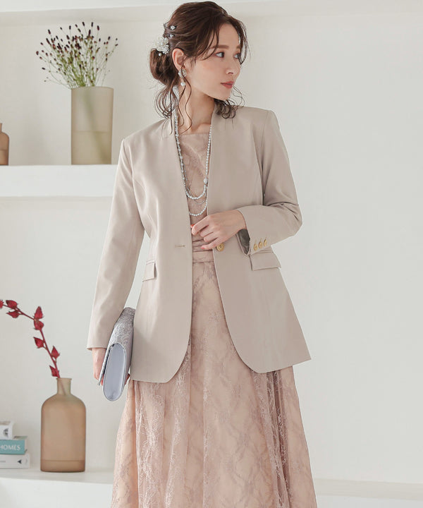 niana ウエストサッシュベルトノーカラーシングルジャケット ベージュ