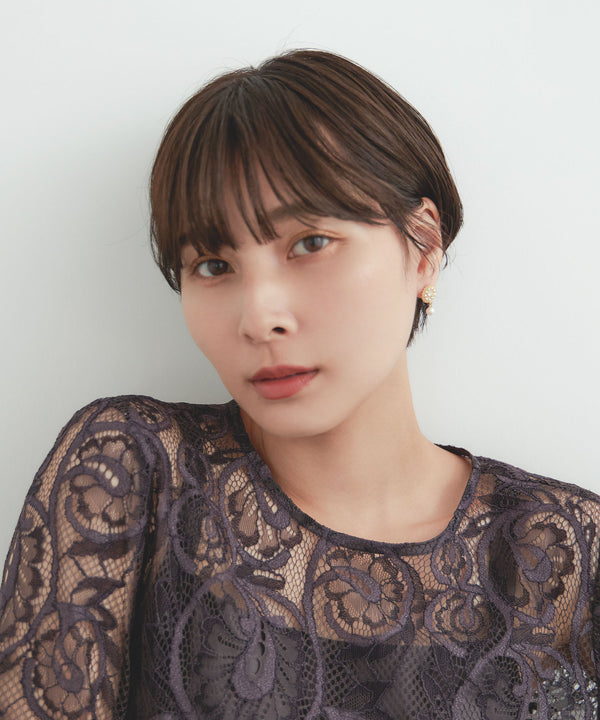 niana フラワーパールノンホールピアス ゴールド