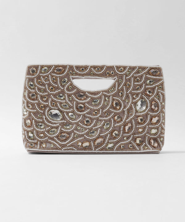 niana ストーンビジューハンドバッグ ベージュ