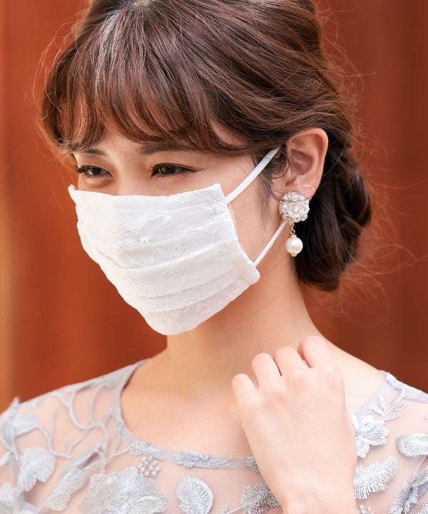 niana 結婚式用レースマスク ホワイト
