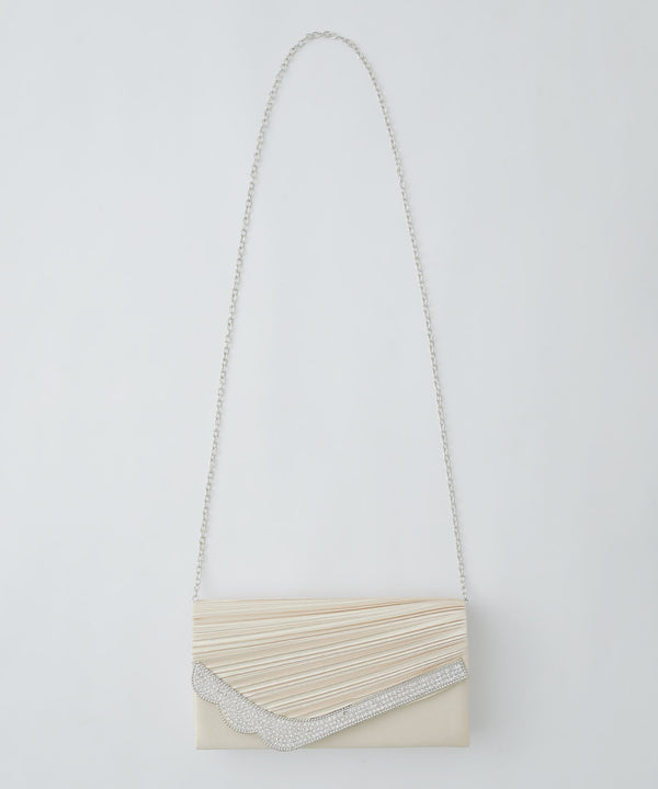 niana アシンメトリープリーツクラッチバッグ