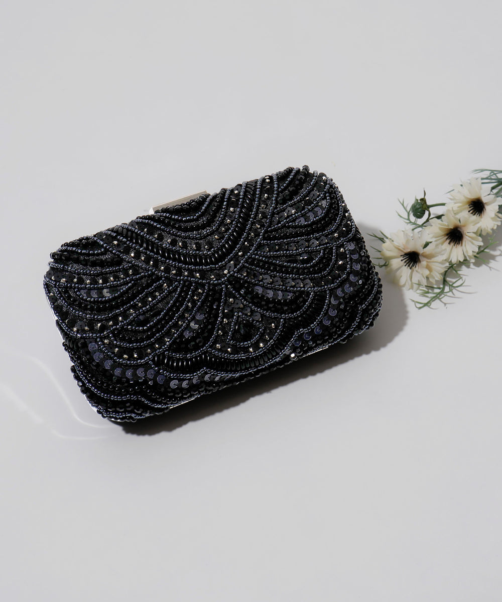 2way ビーズ刺繍ボックスクラッチバッグ｜パーティーバッグ・クラッチ