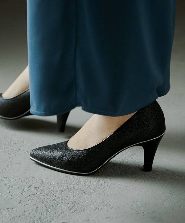 niana 日本製グリッターパンプス ブラック