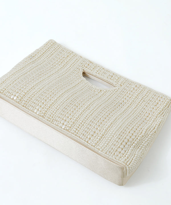 niana マルチパールハンドバッグ ベージュ