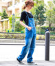 Fashion Letter ゆるサロペットデニムパンツ ブルー