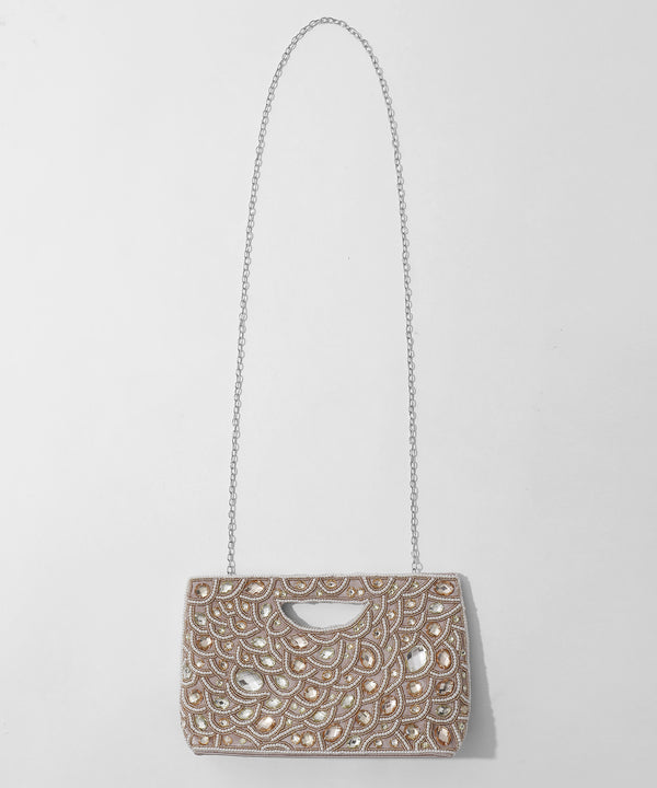 niana ストーンビジューハンドバッグ ベージュ