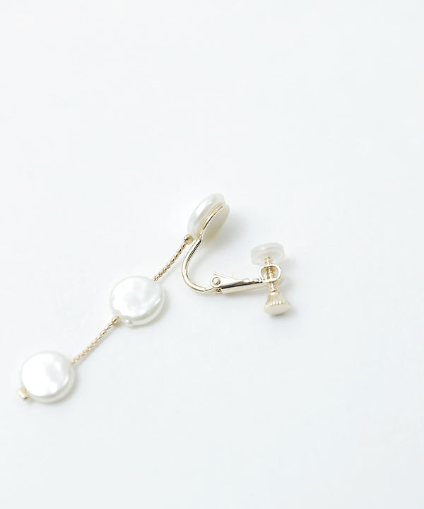 niana フラットパールイヤリング ゴールド
