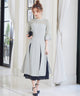 niana レース×シフォン インナープリーツドレス ライトグレー