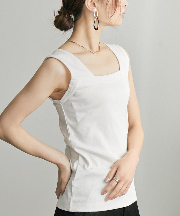 Fashion Letter ブラ紐隠しインナータンクトップ オフホワイト