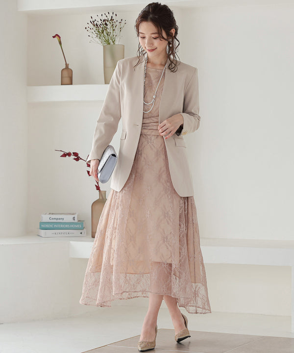 niana ウエストサッシュベルトノーカラーシングルジャケット ベージュ