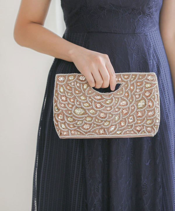 niana ストーンビジューハンドバッグ ベージュ