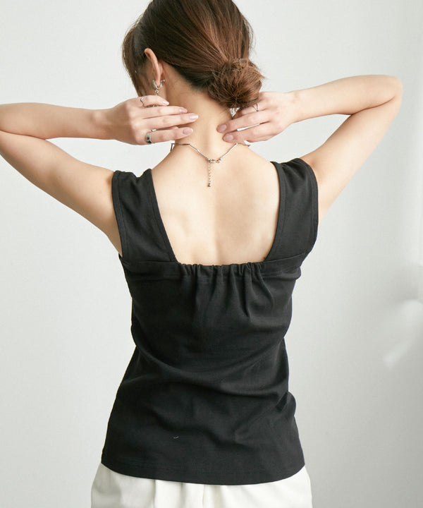 Fashion Letter ブラ紐隠しインナータンクトップ ブラック