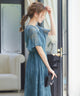 niana レース×レーステープデザイン ドレス ブルーグレー