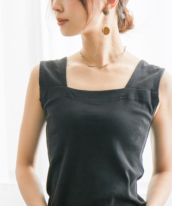 Fashion Letter ブラ紐隠しインナータンクトップ ブラック