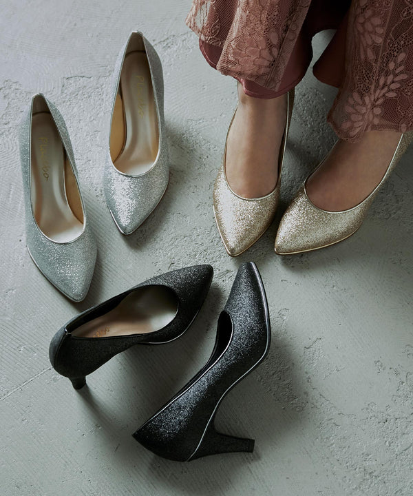 niana 日本製グリッターパンプス ゴールド