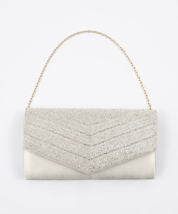 niana ビーズ刺繍フラップサテンパーティクラッチバッグ